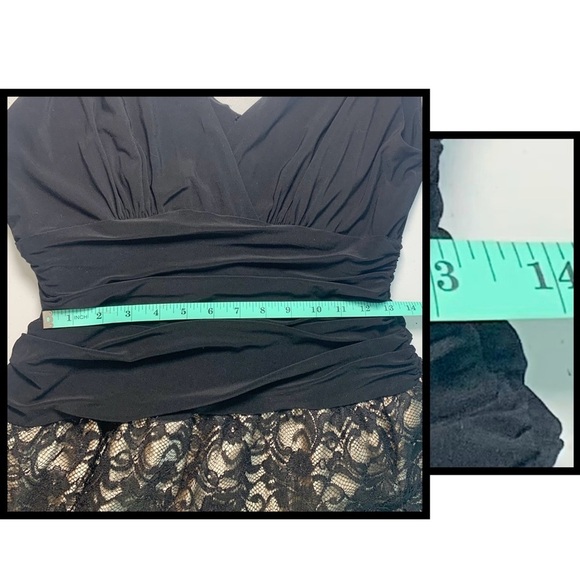 J.R. Nites byCarol Lin Fit & Flare Black Lace / Champagne Cocktail Dress [Sz 14] - Picture 11 of 13